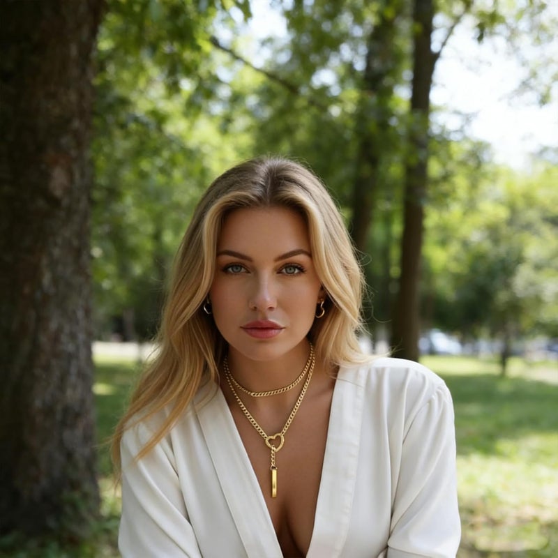 MIFYNN Heart O ring Slip Chain Necklaces for Women Stainless Steel Cuban Chain Bar Necklace Punk Rock Collar Necklace Handmade Adjustable Lariat Y Necklaces for Men - Image 4